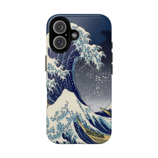 Kanagawa Wave Magnetic Tough Phone Case featuring the iconic "Great Wave off Kanagawa" design by the Japanese artist Hokusai.