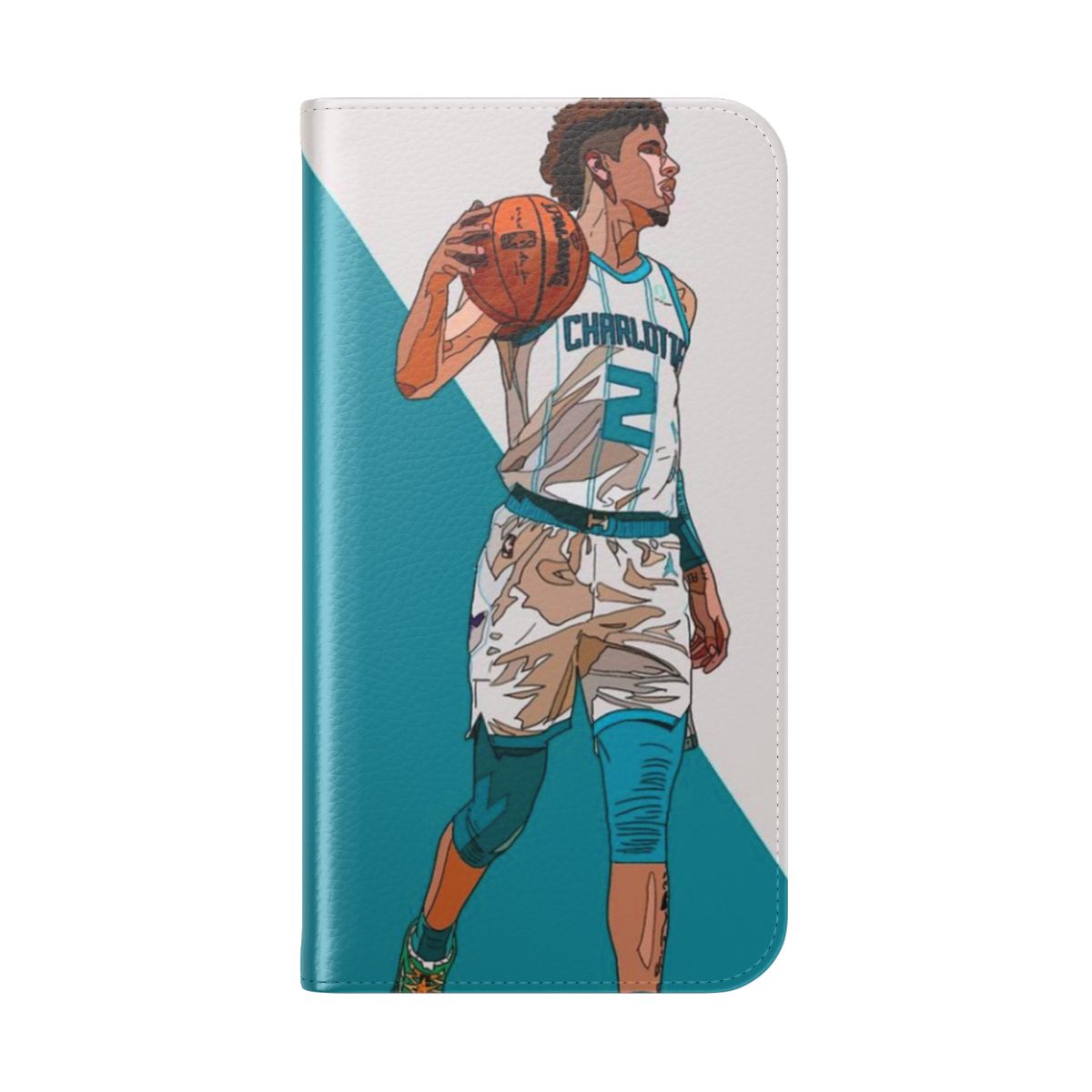 Lamelo Ball inspired flip cover phone case with Charlotte Hornets-style design - Folded Back