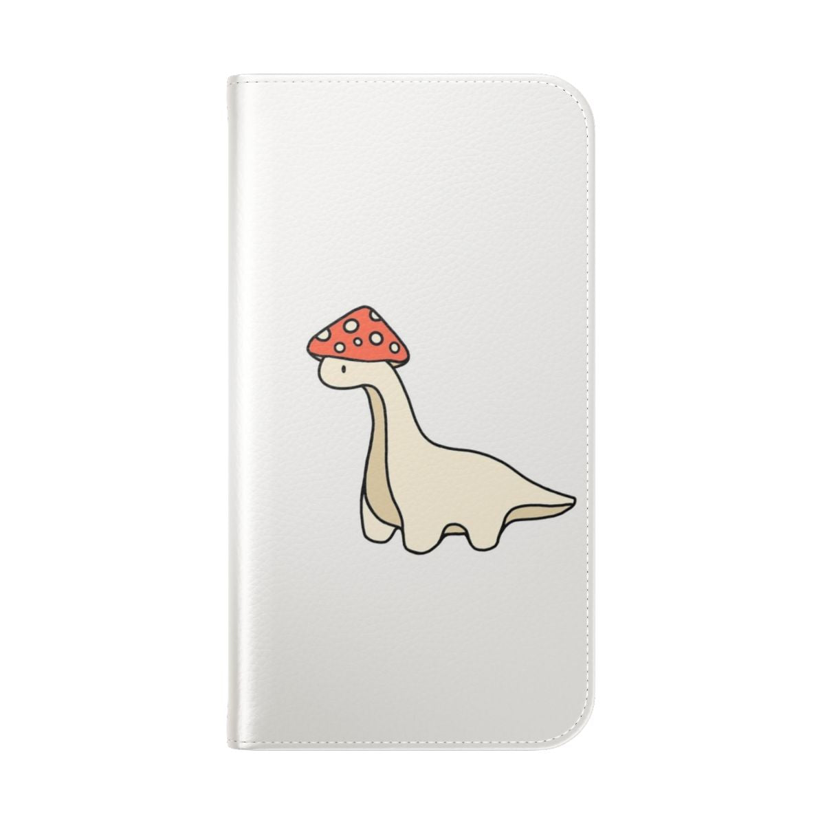 Cute brontosaurus dinosaur with a red and white mushroom hat on a flip cover phone case - Folded Back