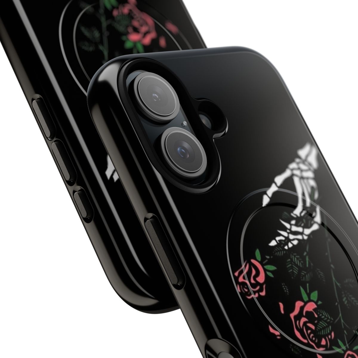 Magnetic tough phone case with rose floral gothic aesthetic design - Detail