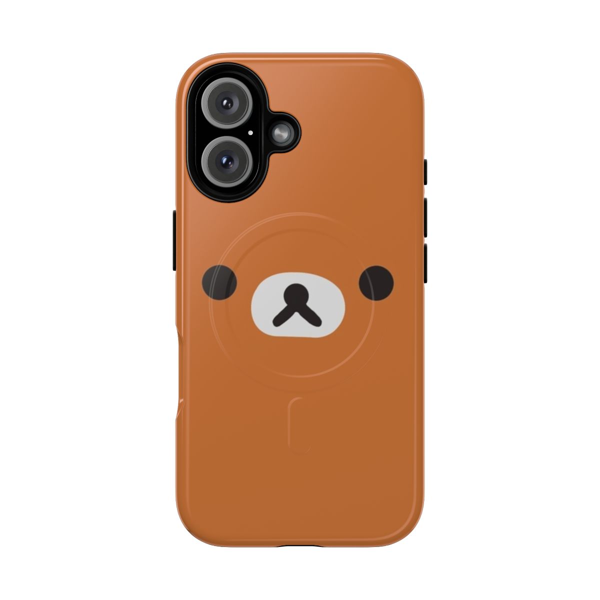 Illustration of a Rilakkuma bear face on a magnetic tough phone case