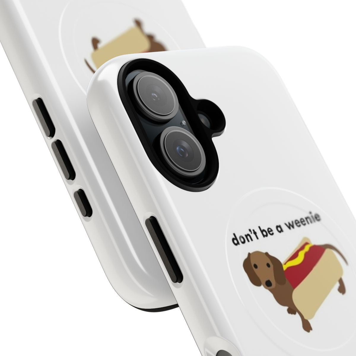 Magnetic tough phone case featuring a cute wiener dog/dachshund design. - Detail