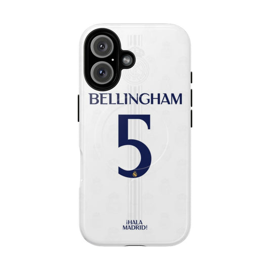 Bellingham-inspired phone case featuring Vinicius Jr. and Real Madrid colors