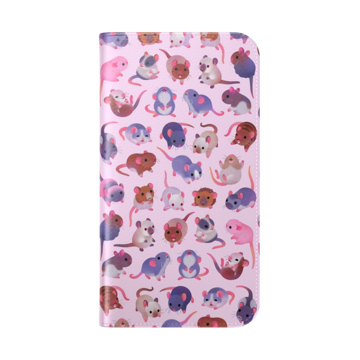 Cute pink phone case with a fancy rat design for animal lovers - Folded Back