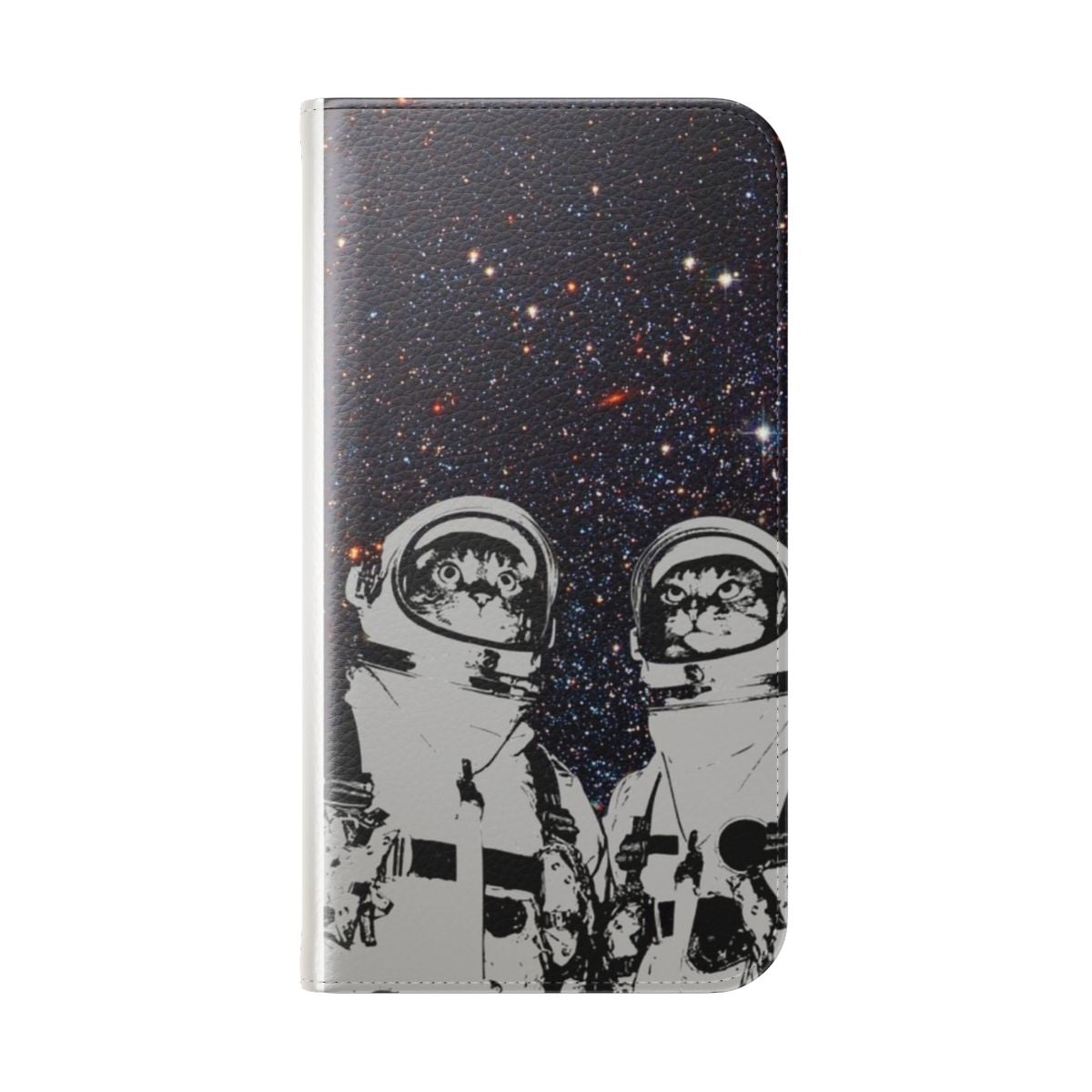 Cute cat astronaut on a flip phone case with a space theme - Folded Back