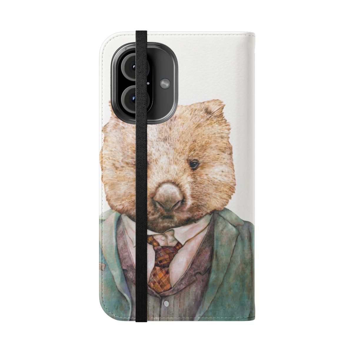 Adorable wombat-themed phone case with a cute animal illustration - Folded Front