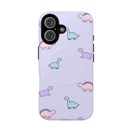 Assorted colorful dinosaur phone cases in various pastel shades