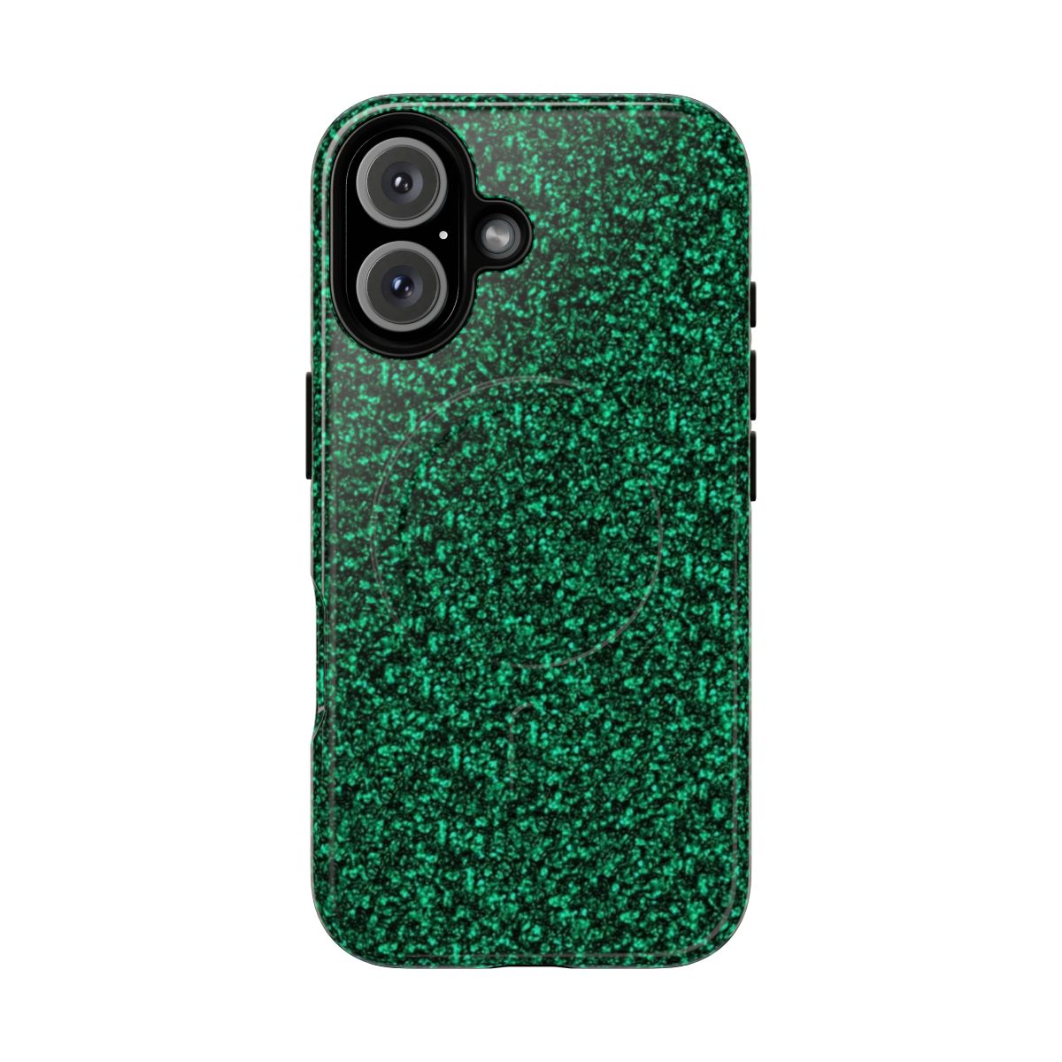 Emerald green glitter effect phone case with strong magnetic protective cover