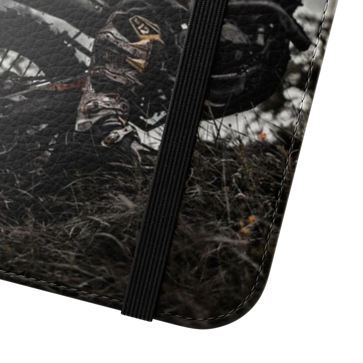 Enduro race inspired flip cover phone case for active outdoor enthusiasts - Close Up