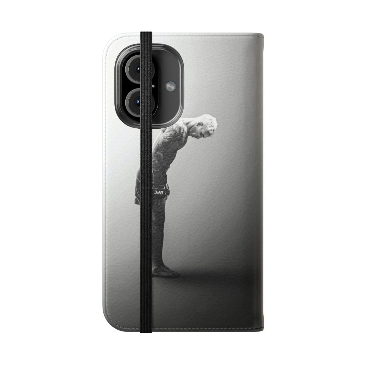 Flip cover phone case featuring an illustration of UFC fighter Charles Oliveira, also known as "Do Bronx" - Folded Front