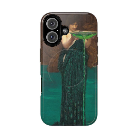 Magnetic phone case featuring the historic oil painting "Circe Invidiosa" by John William Waterhouse