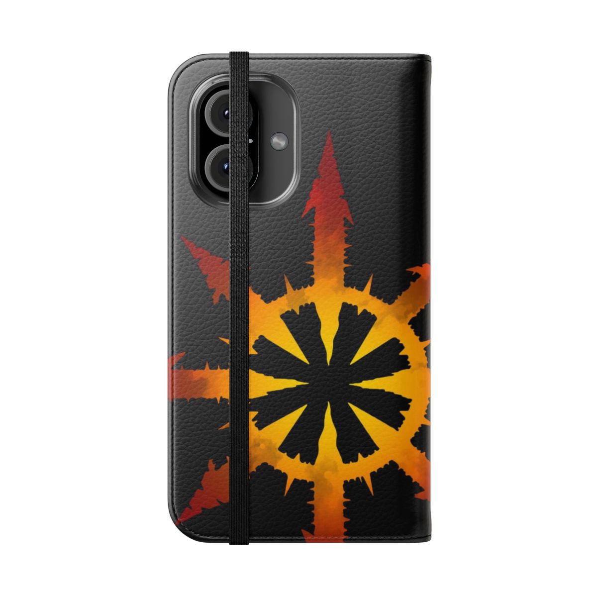 Chaos-inspired phone case featuring Warhammer 40k-style artwork - Folded Front