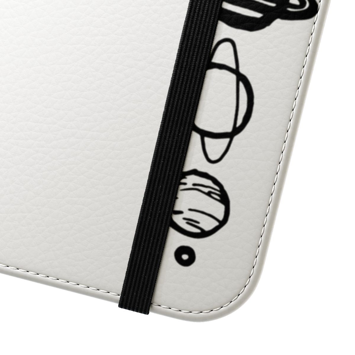 White phone case with planets, solar system, and space imagery - Close Up