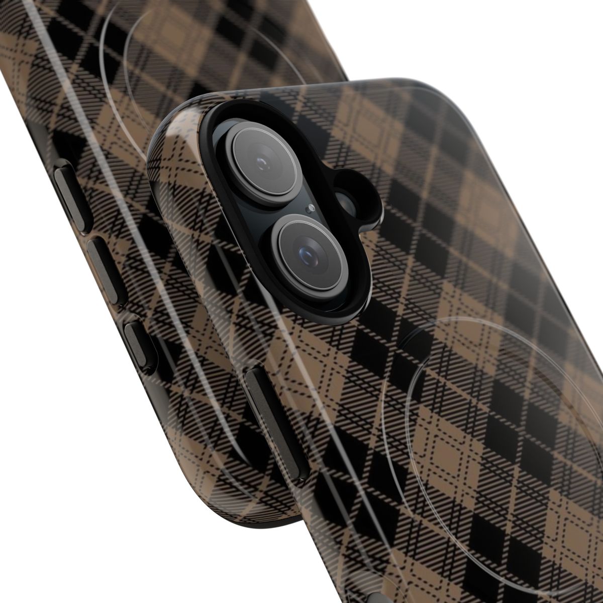 Black and brown striped pattern magnetic tough phone case - Detail