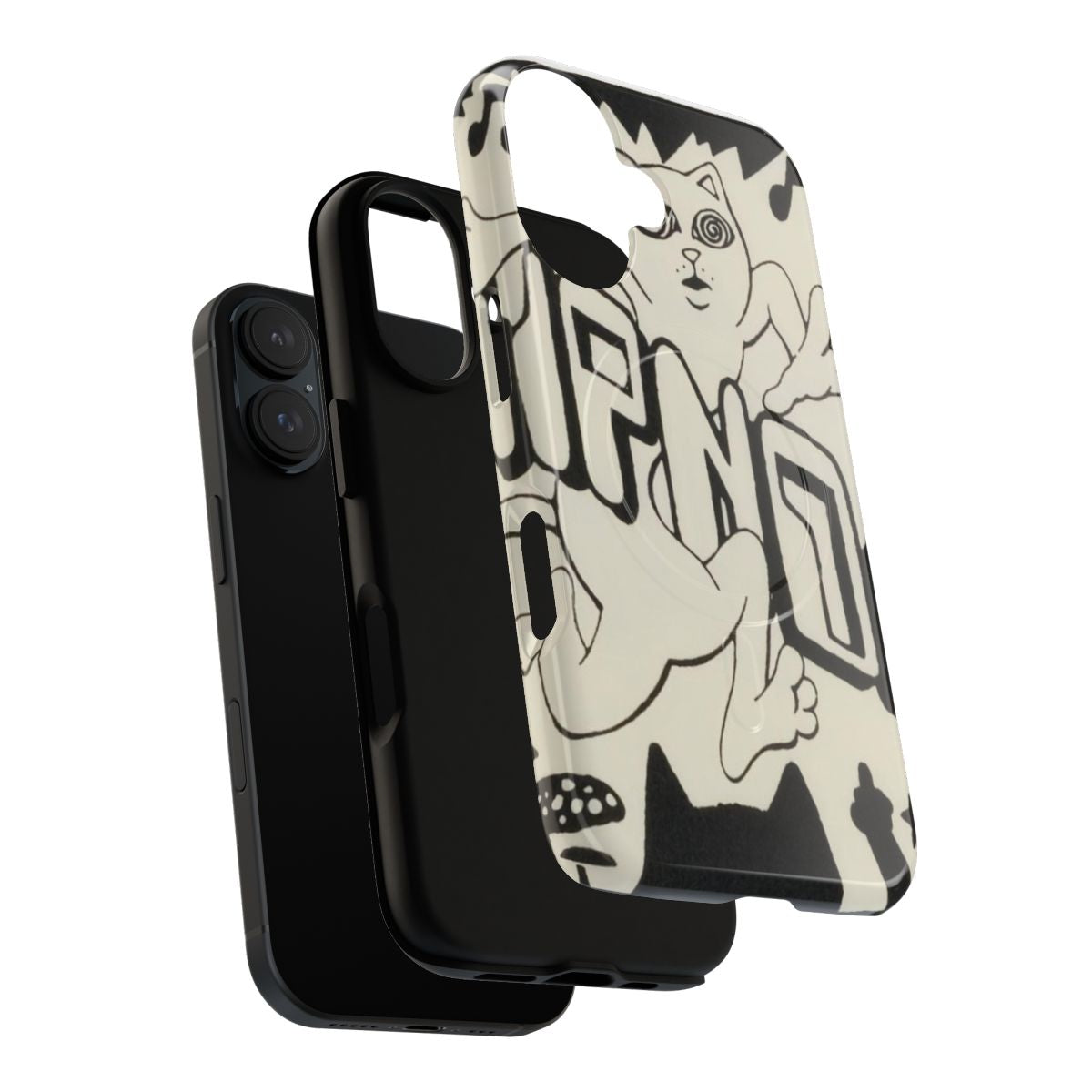 Magnetic tough phone case featuring a badass cat design - Layers