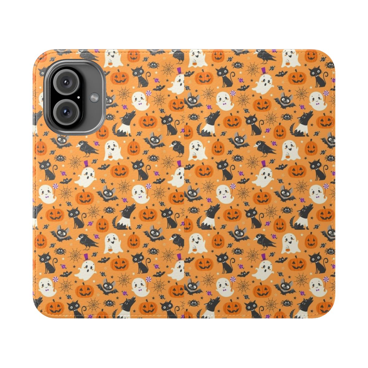 Spooky cute ghost pattern on a flip phone case cover