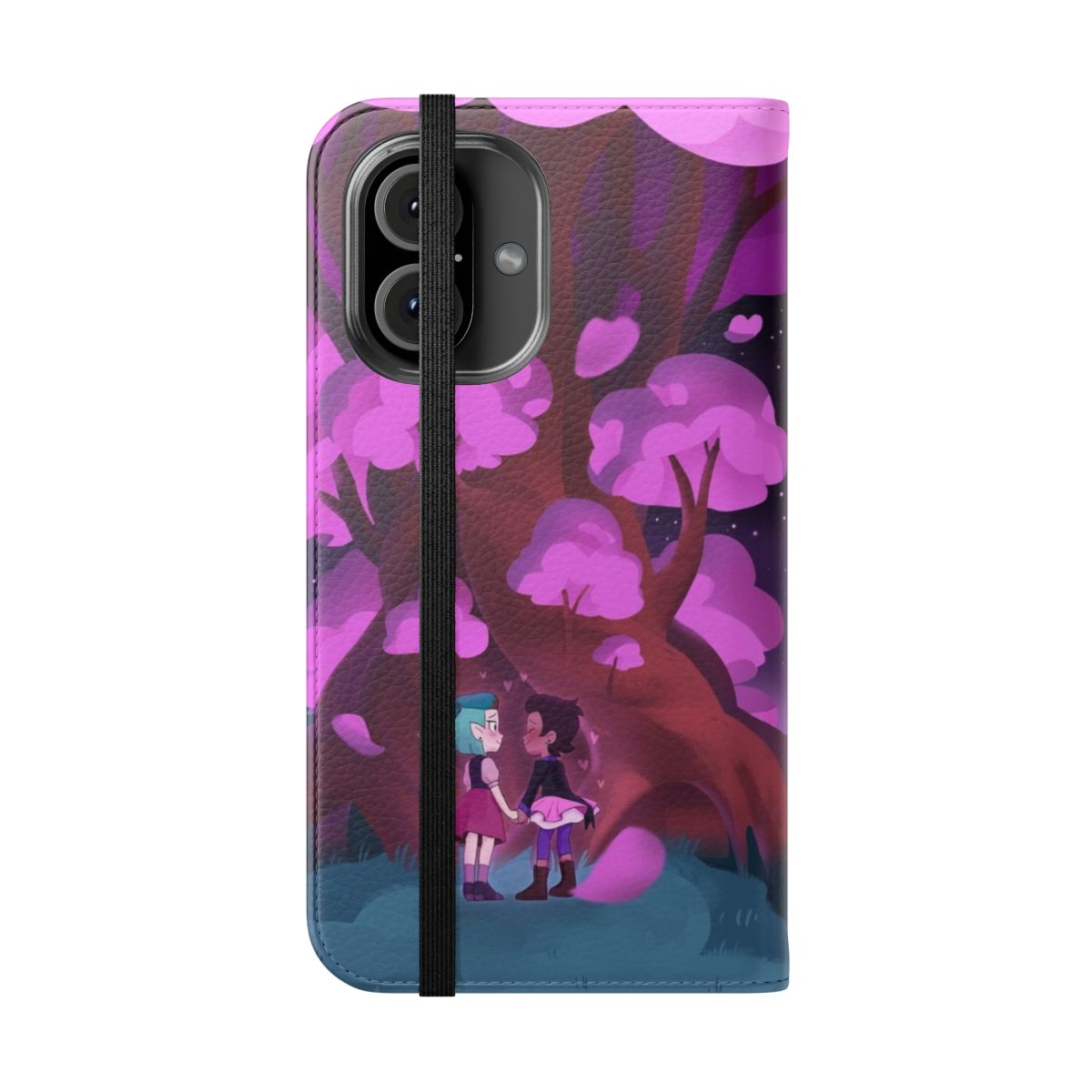 The Owl House inspired flip phone case featuring characters Luz and Amity - Folded Front