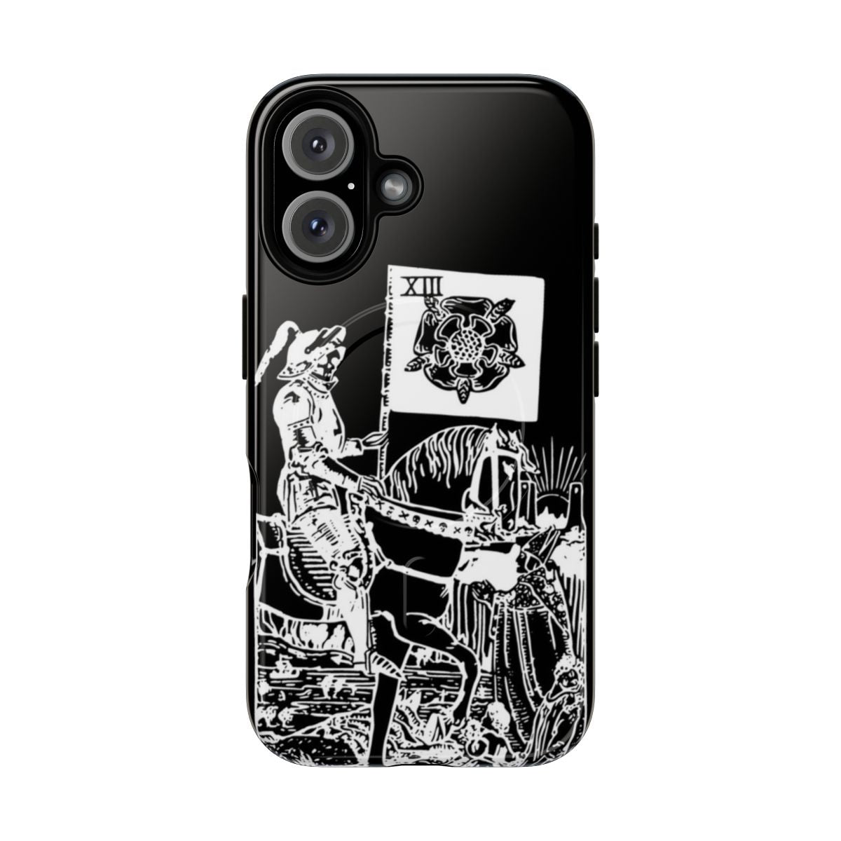 Magnetic tough phone case with mystical tarot card XIII design