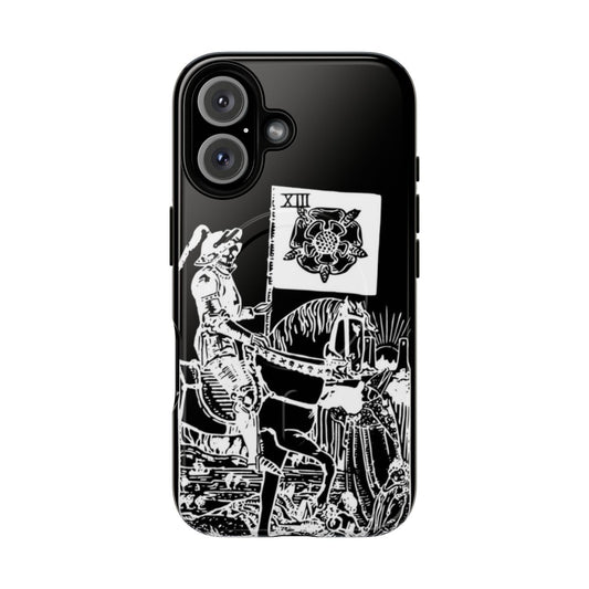 Magnetic tough phone case with mystical tarot card XIII design