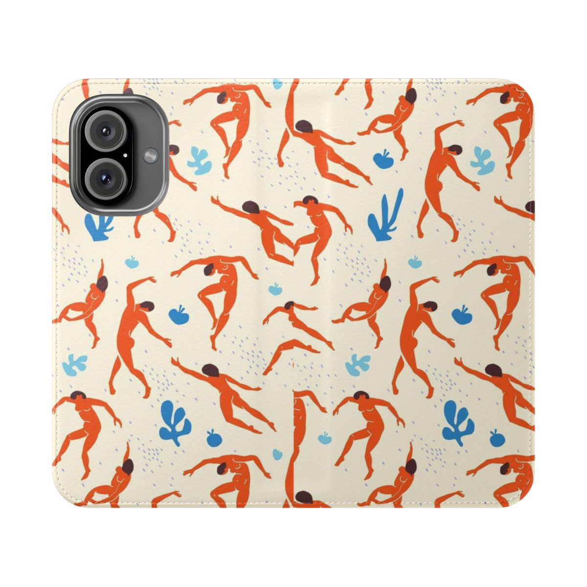 Colorful phone case featuring abstract dancers inspired by the paintings of Henri Matisse