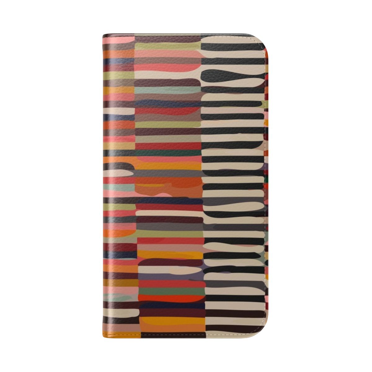 Sleek and modern phone case with a Scandinavian-inspired geometric black and white pattern - Folded Back