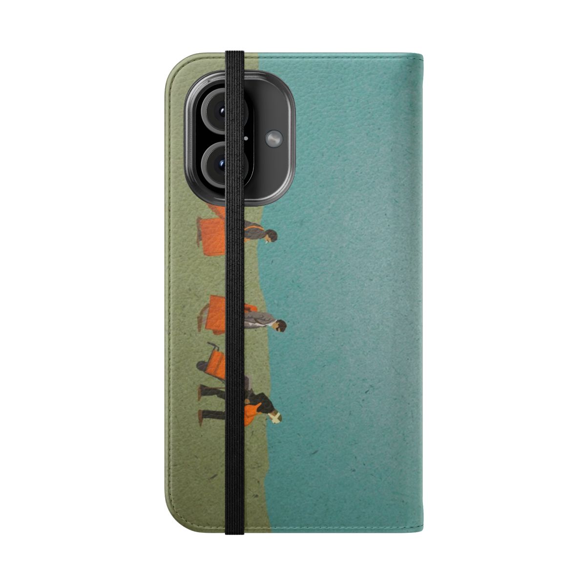 Film inspired flip phone case featuring the movie The Darjeeling Limited by Wes Anderson. - Folded Front