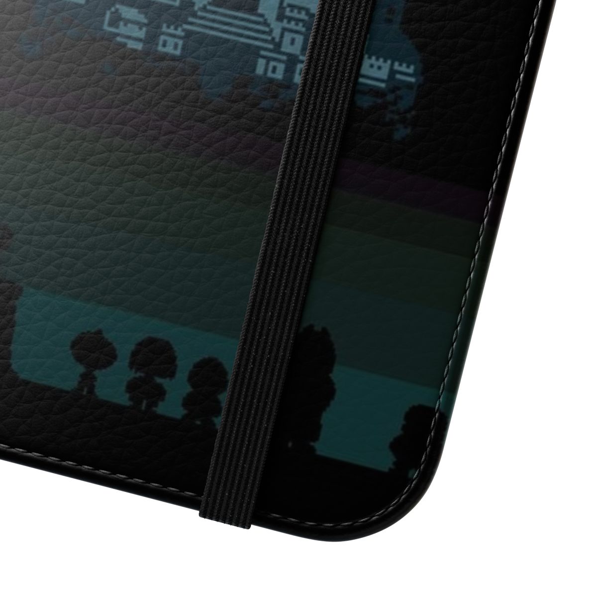 Undertale-themed flip cover phone case with various characters and elements from the game. - Close Up