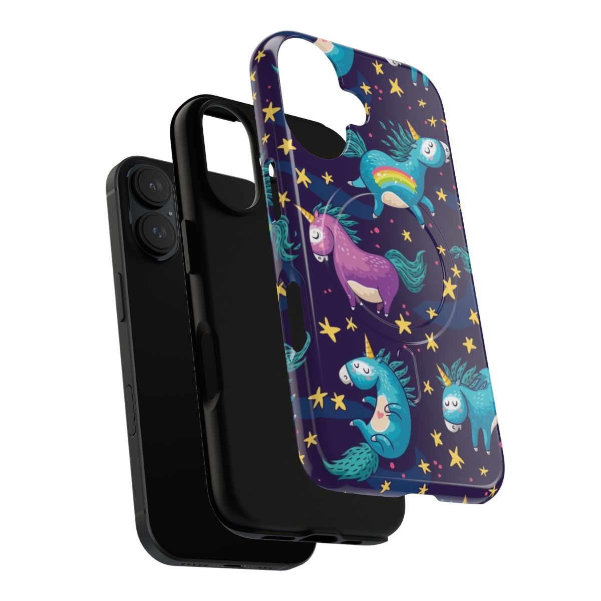 Colorful phone case with a magical unicorn design - Layers