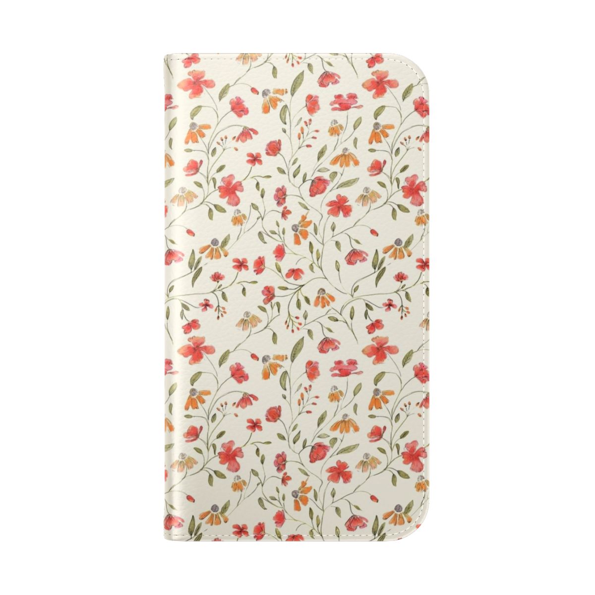 Vintage floral and botanical pattern phone case with a minimalist, watercolor-inspired design. - Folded Back