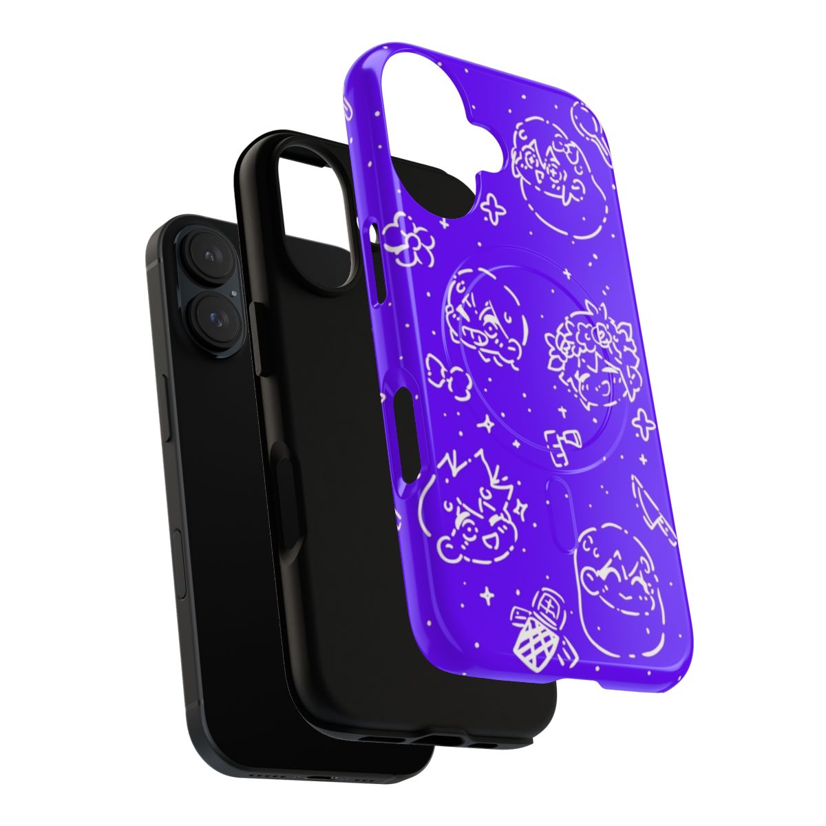 Omori-themed magnetic phone case with a starry purple design - Layers