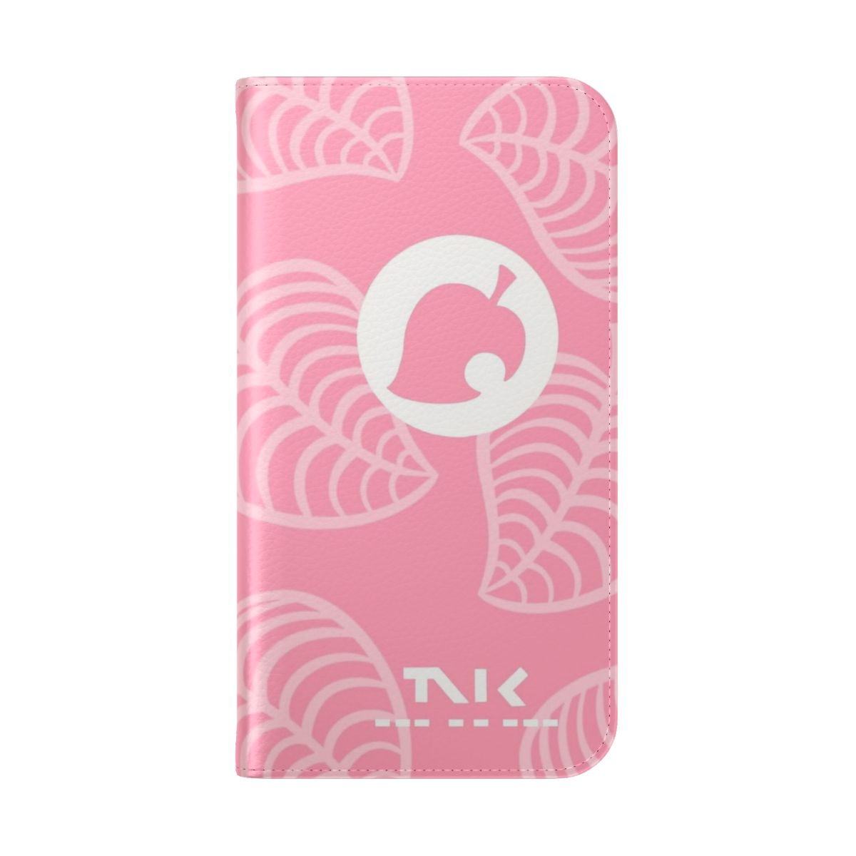 Pink flip phone case with Animal Crossing-inspired design - Folded Back