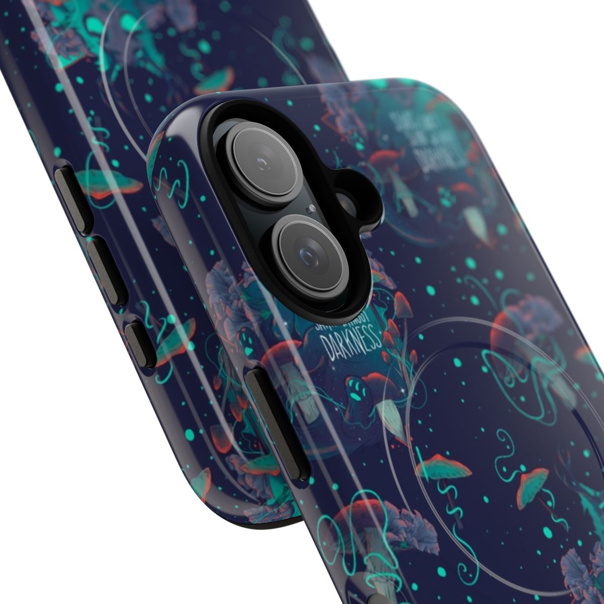 A phone case featuring a black cat silhouette against a starry galaxy night sky. - Detail