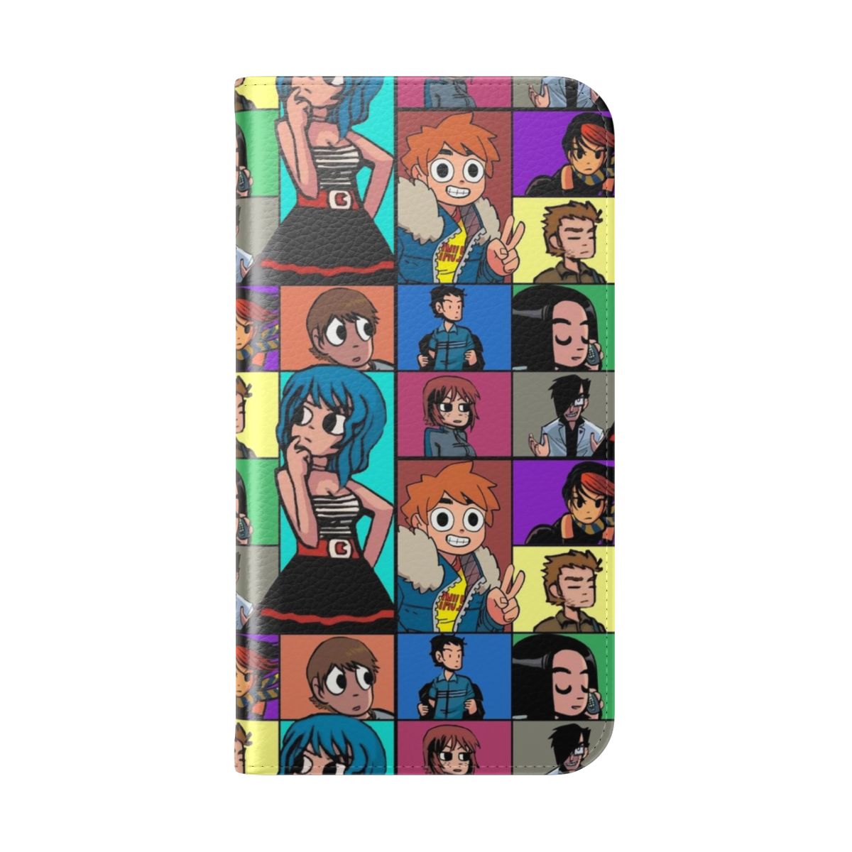 Flip cover phone case with Scott Pilgrim comic book-inspired design - Folded Back