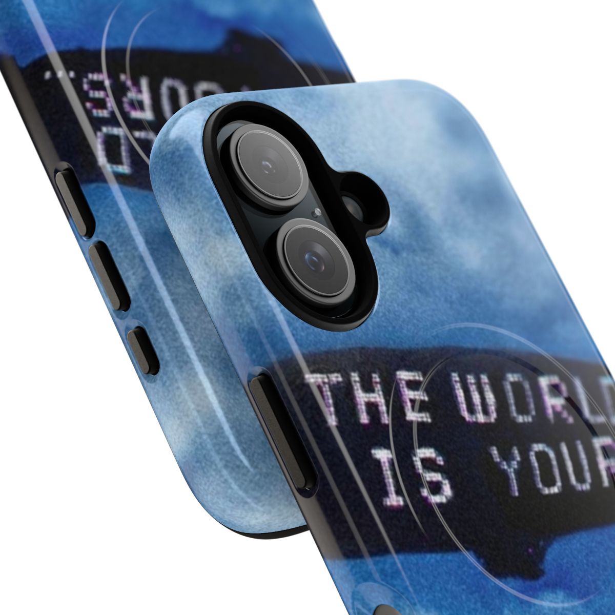 Magnetic tough phone case with vintage aesthetic and abstract space design - Detail