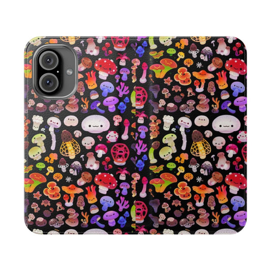 Mushroom-themed flip cover phone case for smartphone