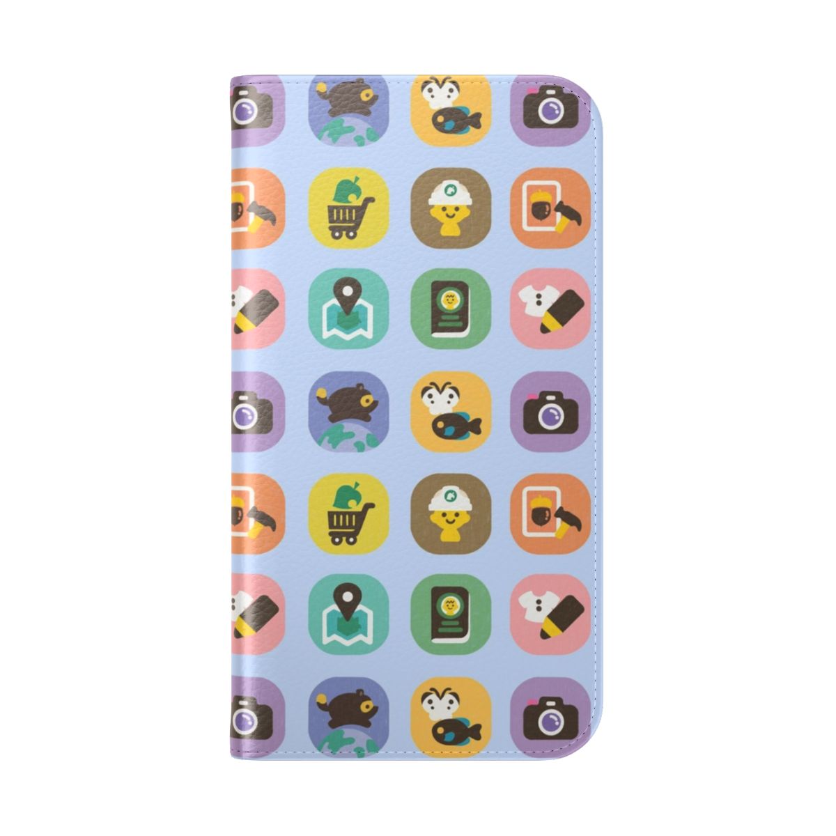 Colorful Animal Crossing-themed flip cover phone case - Folded Back