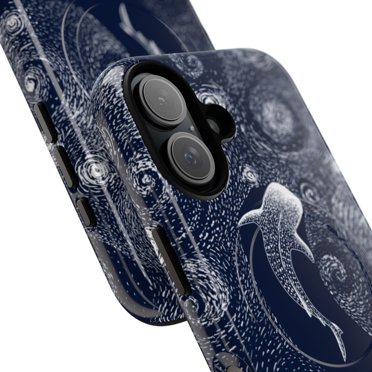 Artistic phone case featuring a whale shark in a Van Gogh-inspired space-themed design - Detail