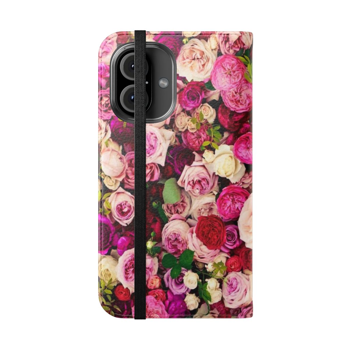 Fashionable floral phone case in pink and white - Folded Front