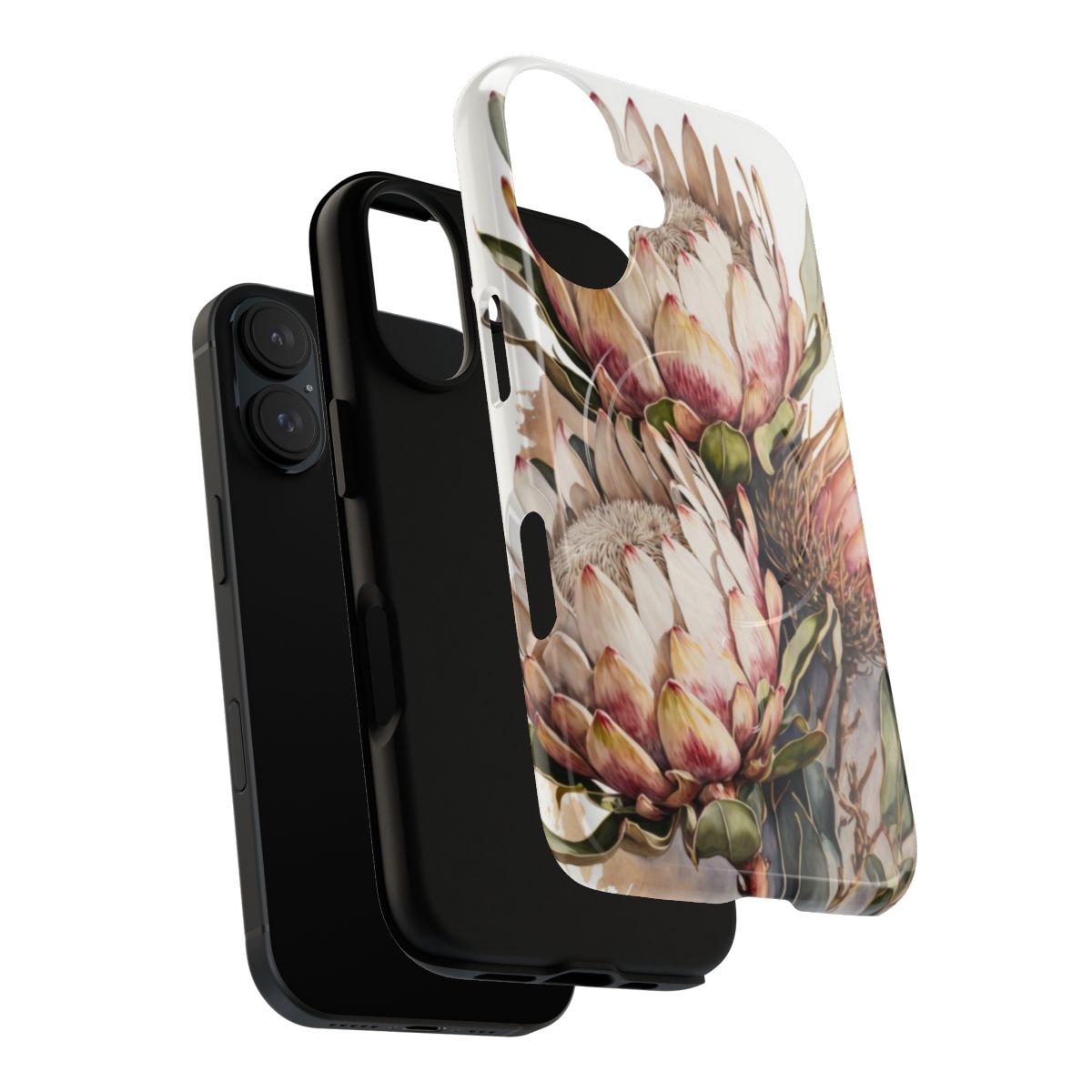 Protea flowers in a phone case design - Layers