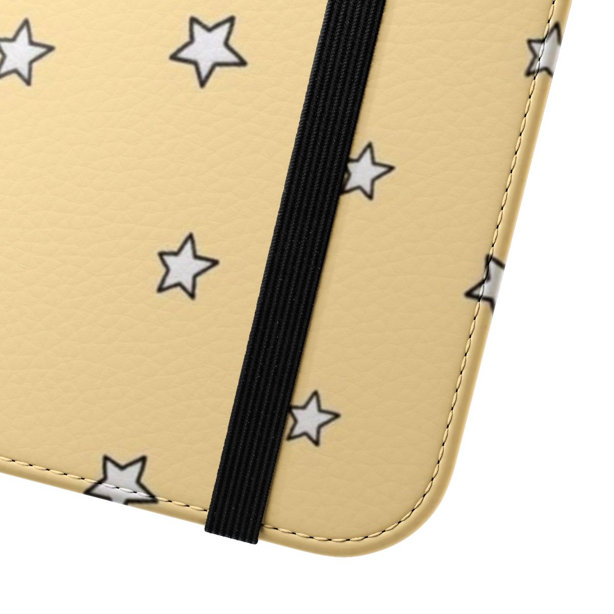 Trendy stars phone case with a vibrant yellow and white design for a chic aesthetic - Close Up