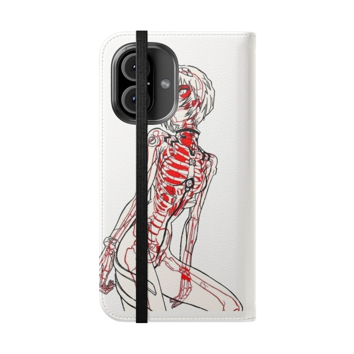 Rei Ayanami inspired phone case with x-ray design - Folded Front