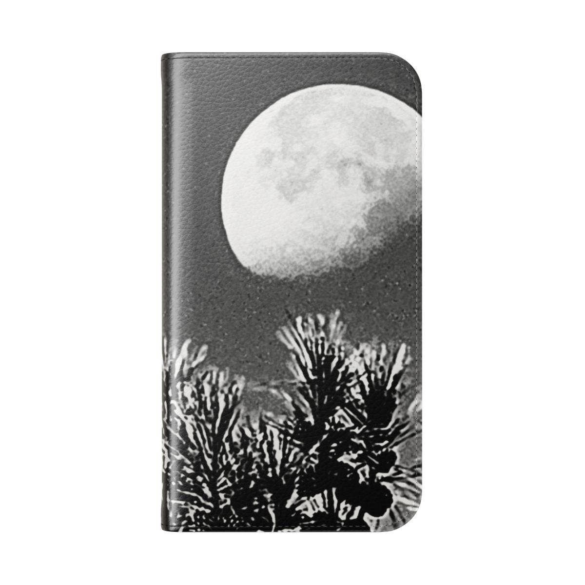 Black and white photo of the moon on a stylish flip cover phone case - Folded Back