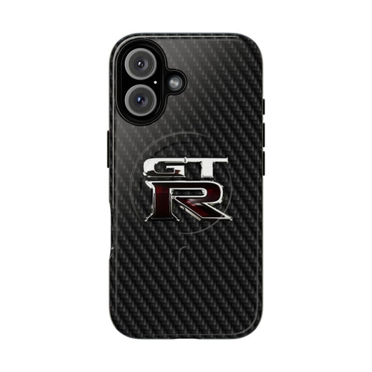 Sleek and durable carbon fiber tough magnetic phone case for Nissan GT-R enthusiasts