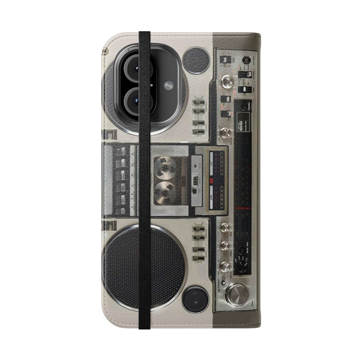 Retro 80s-style boombox design phone case - Folded Front