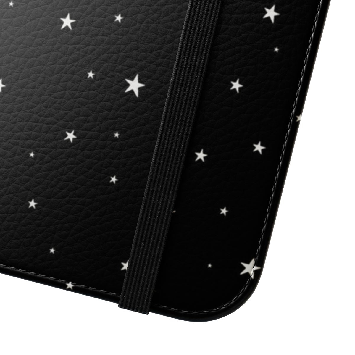 Tiny Stars Dark Flip Cover Phone Case with a captivating star pattern design - Close Up