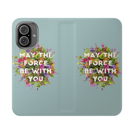 Floral-themed phone case with Star Wars-inspired design