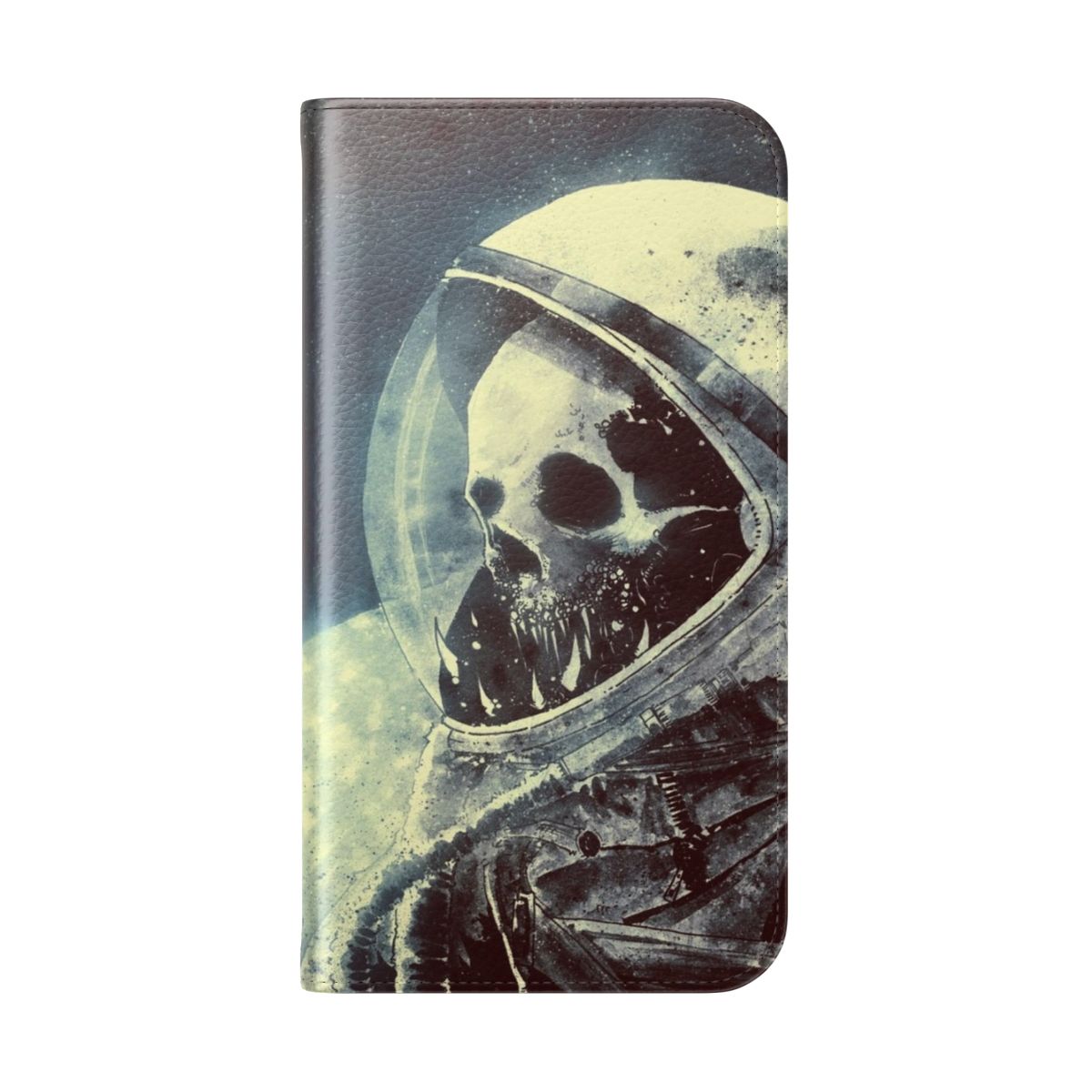 Cosmic Astronaut Phone Case with Spooky Space Horror Design - Folded Back