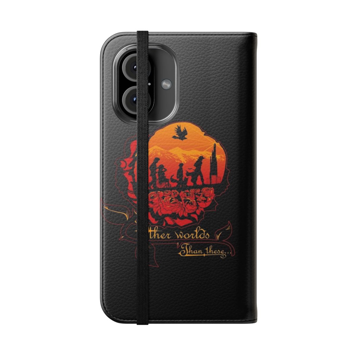 Multiverse-Inspired Dark Tower Flip Cover Phone Case featuring characters and elements from the Stephen King fantasy series - Folded Front