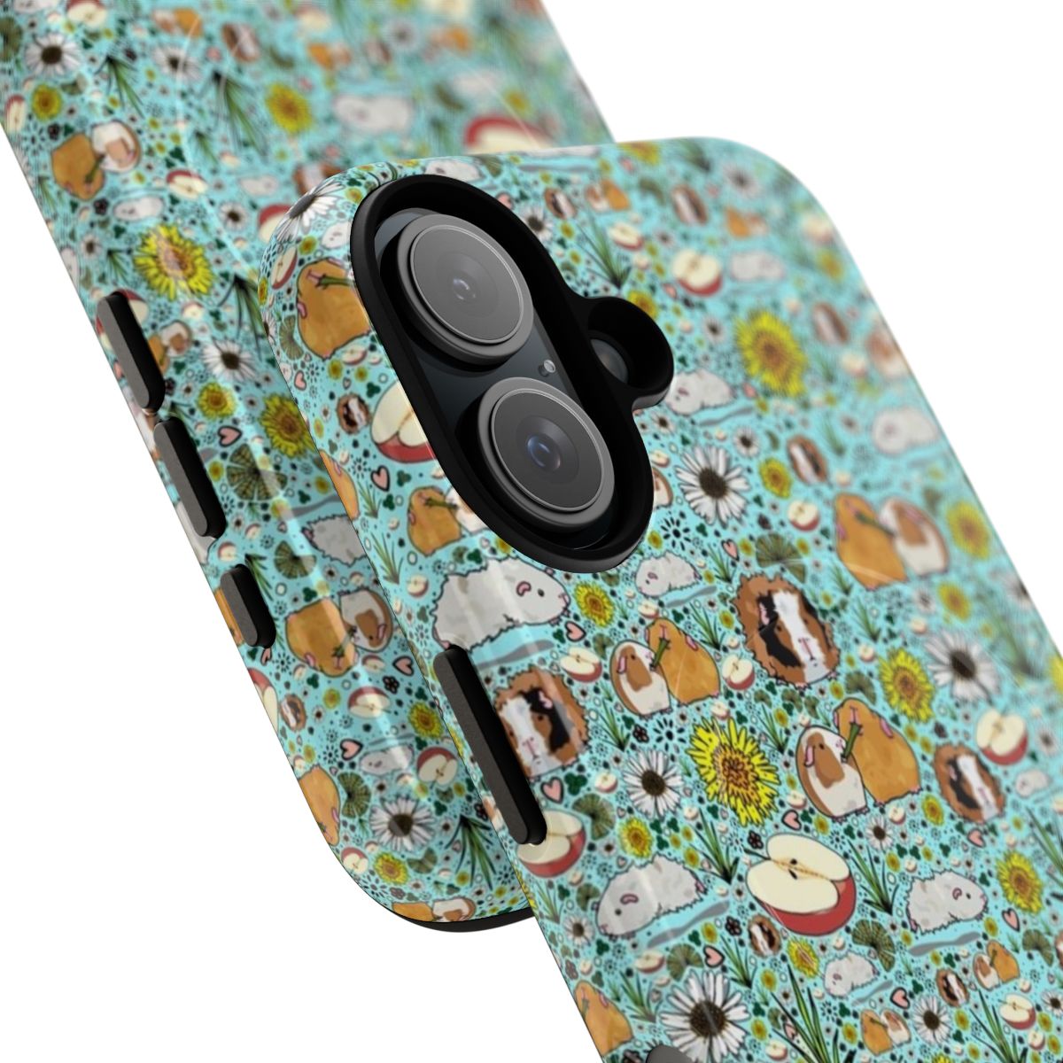 Magnetic tough phone case featuring a cute blue guinea pig design - Detail