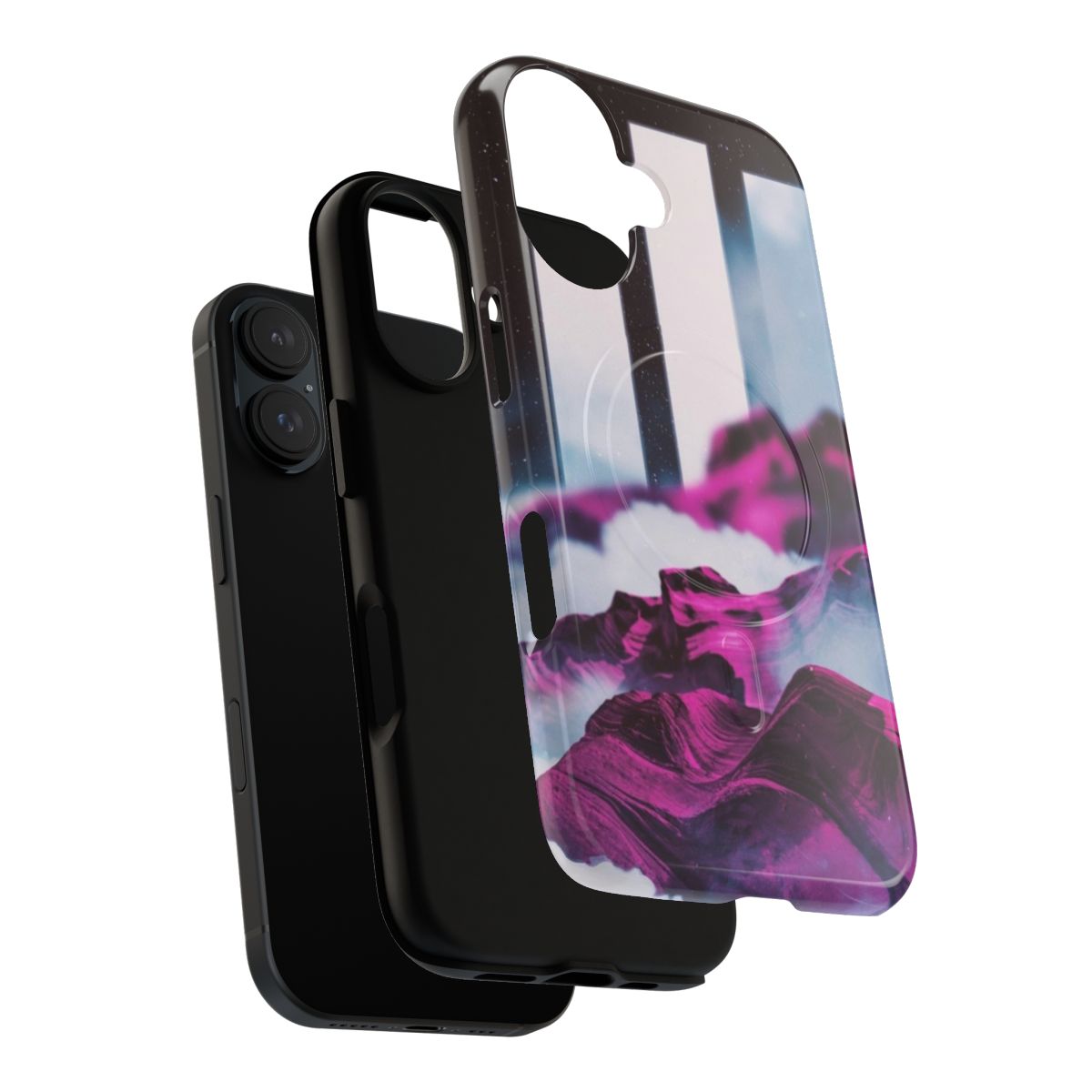 Vibrant, abstract, and retro-inspired magnetic phone case with pixelated, glitch art, and other unique designs. - Layers